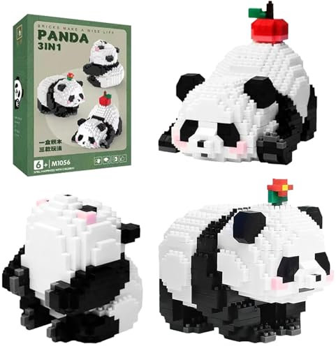 SHUOHONG Panda Mini Building Blocks Set, Set di Mini Mattoncini da Costruzione, Panda Cute Animals Building Set, Mini Bricks Riutilizzabile, per Adatto a Bambini dai 6 Anni in su Adulti (940 PCS)
