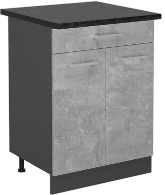 Vicco Küchenunterschrank R-Line, Schubladenschrank für die Küche, Beton, 60 cm, AP Anthrazit