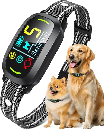 Oliry Smart AI Bark Collar for Large Medium Small Dogs, Anti Barking Device with 5 Training Modes, Exclusive Forced Bark-Stopping, Rechargeable IP67 Waterproof Bark Collar with 5 Sensitivity (Black)