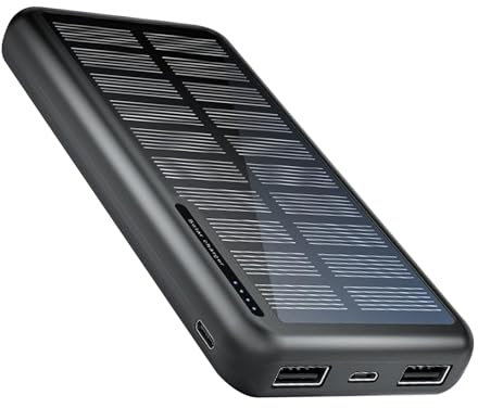 Portable Phone Charger, 10000mah Solar Laptop Charger, Slim Powerbank for Backpacking, Festivals, Beach, Hiking, Outdoor Activities, College Travel, 5.59x2.72x0.67 Inches