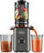Entsafter Slow Juicer mit 120mm XL-Einfüllöffnung für ganze Gemüse und Obst, 600 mL Saftbehälter, einfache Reinigung, Elektrische Saftpresse für Familien, Fitness & Gesundheitsbewusste(Grau)