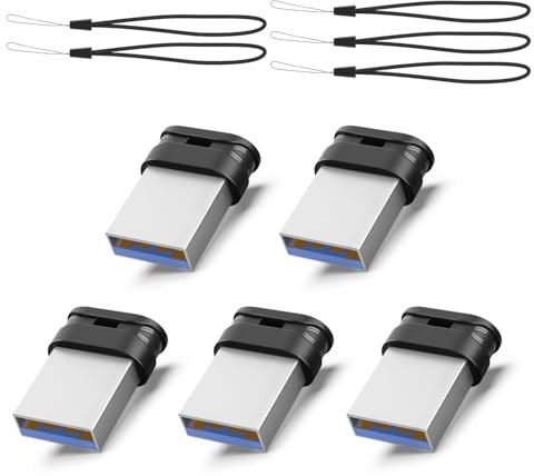 Mini Clés USB 16 Go, Vansuny Lot de 5 Petite Clé USB 3.0 16Go avec Cordon Portable pour Voiture, Bureau, Ordinateur Portable Noir Ultra Fit Flash Drive Up to 70 Mo/s Read