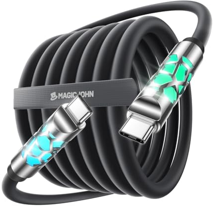 MAGIC JOHN 240W Fast Charging Cable, 4FT Chubby Soft Silicone USB C to USB C Cable, USBC for Switch 2 iPhone 16 Pro Max Charger Cord, MacBook Pro/Air, iPad Pro/Air, Samsung S25/S24/23, Black