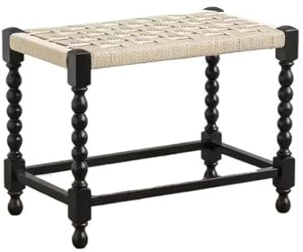 Banc d'entrée nordique créatif en corde de bois Tabouret et repose-pieds polyvalent pour la maison et le salon Design médiéval élégant Peu encombrant Meuble d'entrée
