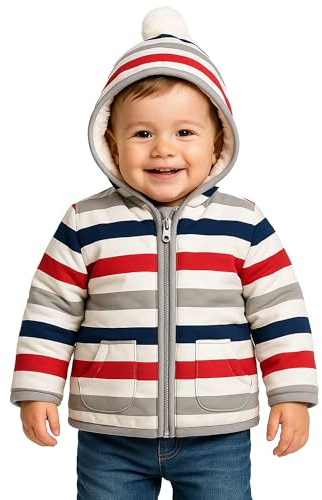 Leedya ELLEPI Giubbotto Bambino Invernale 3–24 Mesi – Giubbino con Cappuccio e Pon Pon, Interno in Pile Morbido, Zip e Tasche – Giacca Calda Neonato