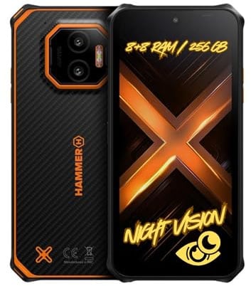 Hammer Energy X2 5G 8+8GB/256GB Outdoor Handy, Baustellenhandy und Rugged Handy, 6.1 Display, IP69 wasserdicht, 5000mAh Akku, Dual SIM, eSIM, 2 Jahre Garantie – Schwarz