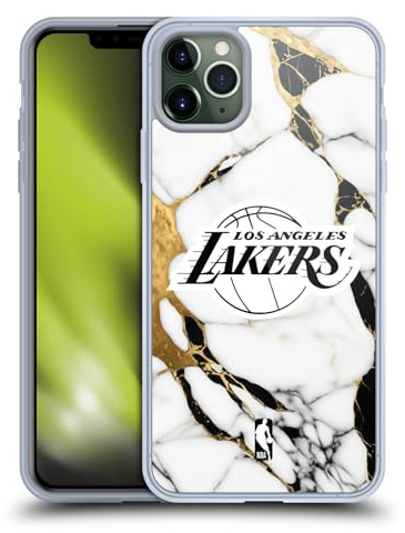 Head Case Designs Offizielle NBA Weißer Marmor Los Angeles Lakers Gelhülle [Militärischer Schutzgrad] Kompatibel Mit Apple iPhone 11 Pro Max Und Kompatibel Mit MagSafe