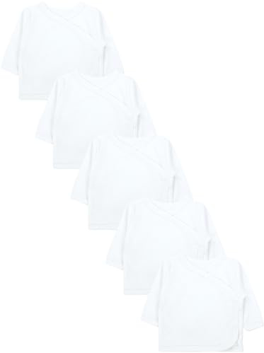 TupTam Baby Jungen Langarm Wickelshirt Baumwolle 5er Set, Farbe: Uni Weiß, Kinder Größe: 80