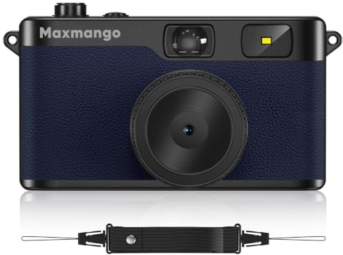 Maxmango D53 Fotocamera Digitale Compatta Senza Schermo, Fotocamera Vintage Retro 12 MP Catturare Momenti Reali, Filtri DIY Scaricabili, USB-C, Scheda SD da 8 GB Inclusa, Fino a 4000 Foto (Blu)