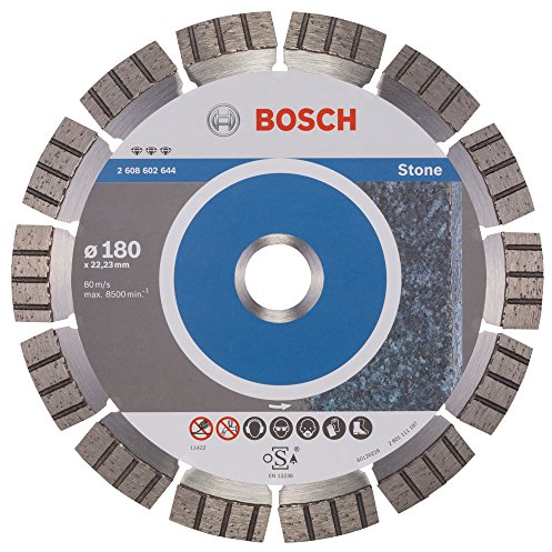 Bosch 1x PRO Stone Diamanttrennscheiben für 22,23‑mm-Bohrung und große Winkelschleifer (für Weichgestein, Harter Stein, Ø 180 mm, Professional Zubehör Großer Winkelschleifer)