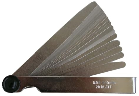 SW-Stahl 09102L Fühlerlehre - 13 Blatt Fühlerblattlehre 0,05-1,00 mm | Präzisions-Messwerkzeug in Profiqualität für Industrie & Kfz, 100 mm Länge, vernickeltes Deckblatt, 13 Größen