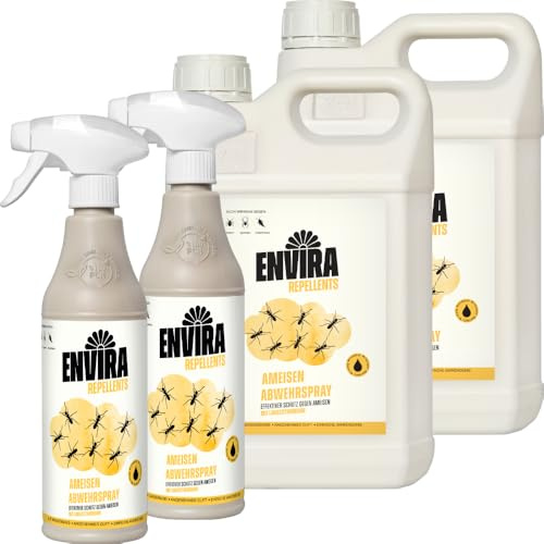 Envira Ameisenspray 2 x 500 ml + 2 x 5 Liter - zuverlässig gegen Ameisen | Ameisen Spray mit Langzeitwirkung für Wohnung, Balkon, Terrasse und Garten - zuverlässiges Ameisenmittel