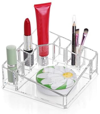 Kamay's 8 Compartments Square Multifunction Transparent Acrylic Desktop Cosmetic Display Stand Case For Lipstick Makeup Brush Nail polish Essential oil (SF-1119)