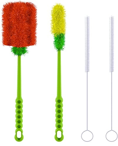 Long Bottle Brush Cleaner Set (3-in-1) and Straw Brushes | Thick and Thin Brush with Straw Cleaners for Washing Baby Bottle, Water Bottles, Mugs