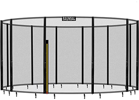Baunsal® Trampolin Sicherheitsnetz Ø 396 cm (JS+EXD) für 12 Netzstangen mit Netzhöhe 180 cm Ersatzteile Netz Gartentrampolin Schutznetz Kinder Ersatznetz Indoor und Outdoor