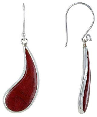 LES POULETTES BIJOUX - Sterling Silber Ohrringe Träne Farbe Koralle