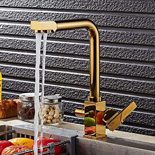 YHSGY Grifos de cocina Nueva Osmosis Latón Macizo Giratorio Estilo Cuadrado Mezclador De Fregadero Agua Potable Grifo De Cocina Grifo De Filtro De Agua De 3 Vías