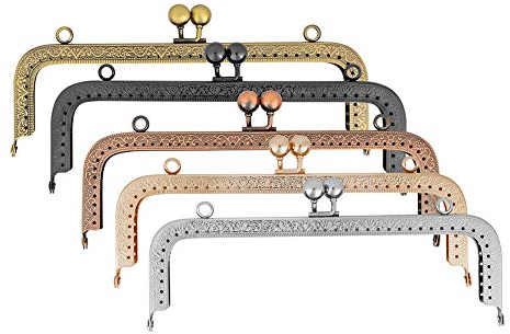 PH PandaHall 5 Farbe Metall-Taschenbügel 20cm Metallrahmen Geldbeutel Metallrahmen Kuss Verschluss Schloss Klickverschluss für Handtaschen Geldbeutel Herstellung DIY Handwerk Quadrat Design Tasche