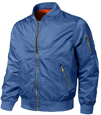 EKLENTSON Men's Bomber Security Jacket Winter Padded Warm Baseball Pilot Coats Zip Up Windbreaker Blue