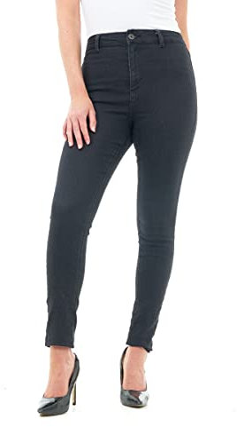 M17 Women Ladies Skinny Fit Jeans Denim Casual Classic Cotton Trousers Pants with Pockets Zip Up (10, Black), 5056242785507