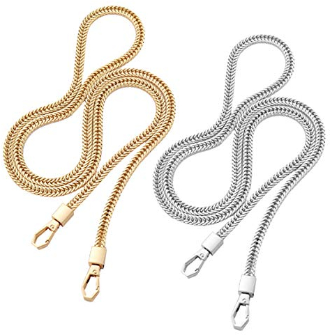 Taschenkette,2pcs Kette Trageriemen 120cm Kettenriemen Metall Ersatz Schulterriemen Tragegurt für Damen Handtaschen Umhängetasche Geldbeutel(Gold und Silber)