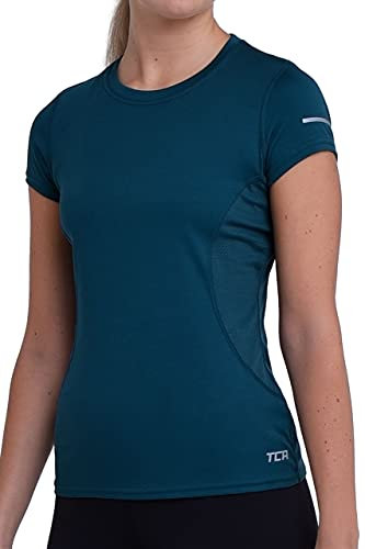 TCA Atomic T-Shirt Quickdry Manches Courtes Tee-Shirt Sport Running & Fitness pour Femme - Bleu, M