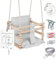 MAMOI® Babyschaukel, Schaukel Indoor und Outdoor, Holzschaukel für Baby und Kinder, Kinderschaukel, Schaukeln aus Holz, Kleinkinderschaukel für kinderzimmer und türrahmen, 3 in 3