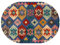 Rururug Teppich Oval Moderner Läufer Orientteppich Kurzflor Flur Schlafzimmer Küche Wohnzimmer rutschfest Waschbar,Gelb, rot, blau, grün, Retro nähend,Oval 80 x 150 cm