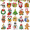 FFNIU Christmas Diamond Painting Ornaments, 20 Pcs 5D Keychains, Xmas Santa Claus Snowman Drill Pendant for DIY Key Ring Phone Charm Decor