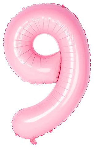 Oblique Unique® Folien Luftballon mit Zahl Nummer in Rosa für Kinder Geburtstag Mädchen Jubiläum Party Deko Ballon Folienballon (Nr. 9)
