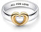 PANDORA Strahlender Bicolor Ring mit verschiebbarem Herz aus Sterlingsilber in der Farbe Silber-Gold, PANDORA Moments Collection, Gr.58, 162504C00-58