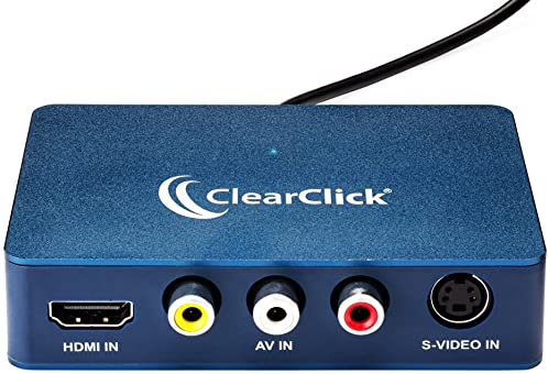 ClearClick Video a USB 1080P USB Audio Video Capture & Live Streaming Device - Ingresso 4K HDMI, AV, RCA, S-Video (VCR, VHS, Camcorder, Video8, Hi8, DVD, sistemi di gioco) - USB-C Plug & Play