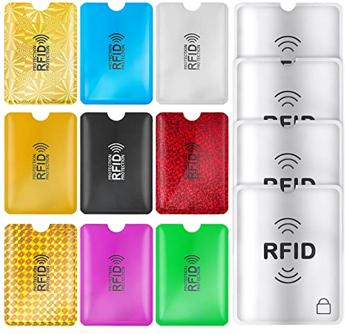 TIESOME Porte-cartes RFID coloré, 9 pochettes de protection RFID pour cartes de crédit avec 4 protections de passeport, protection de carte d'identité RFID pour homme et femme, Motif carreaux dorés,