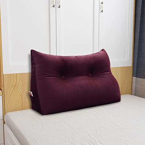 BNCKTRD Kopfende Großes Rückenkissen Bequemes Lesekissen und Rückenteil im Bett Rückenlehne Kopfkissen Langes XXL Kissen für Sofa, Couch, Wandkissen Polster Samt Dunkelrot 80cm