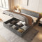 Merax Polsterbett mit Bettkasten, Hydraulisches Doppelbett 180 x 200 cm, Samt-Stoff Funktionsbett mit Lattenrost und Stauraum, Gepolsterter Bettrahmen mit Knopf-Kopfteil-Design, Einfacher Stil, Grau