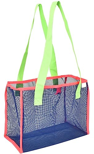 Strandtasche Strandspielzeug Tasche Groß Netztasche für Sandspielzeug Wasserspielzeug Kinder Aufräumsack Spielsack Jungen Mädchen Badetasche Aufbewahrungstasche Faltbare für Familie Urlaub (Blau)