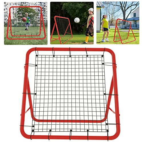 Yznahre Fußball Rebounder Tor Klappbar Fußballtor Rückprallwand Netz Rebounder Kicker für Fußballschuss, Baseball, Basketball Sports Training, Rot 100x100x65cm