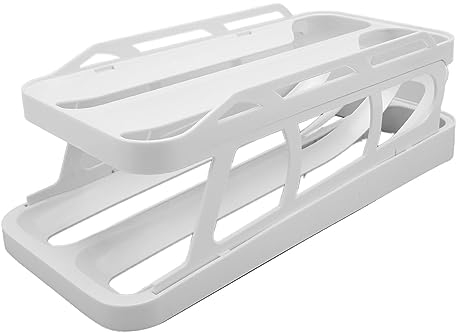 Porta Huevos Rodante, Huevera Automática Dispensadora de Huevos de 2 Niveles y Doble Hilera Hueveras Enrollables Ahorro de Espacio Bandeja para Huevos para Frigorífico Hogar