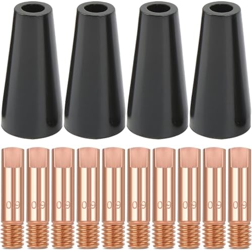 EATBALE 14AK 15AK Gasless Nozzle Tips Kit, MIG Welding Contact Tip 0.9mm 0.035'' M6, Welding Torch consumables for MIG MAG 15AK 14AK MB15 MB14 Welder Accessories (14Pcs)