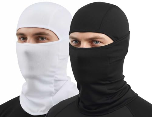 Sturmhaube, Skimaske für Herren, 2 Stück, Vollgesichtsmaske, Shiesty Skimaske, Damen, Motorrad, Sommer, Gesichtsbedeckung, Sonnenschutz, Fußball, Schwarz und Weiß, L