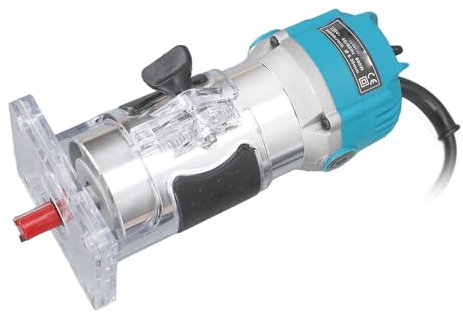 Fresatrice per Rifilatrice per Legno Manuale Compatta con Cavo per la Lavorazione del Legno con Motore per Rifilatrice 6,5 A, Binario di Guida Lineare e Numerosi Accessori,