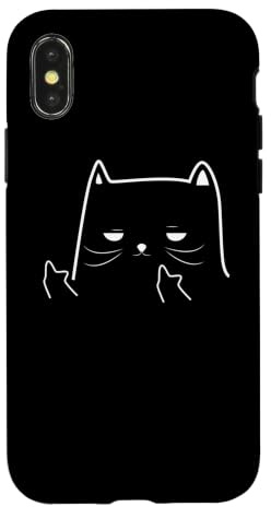 Hülle für iPhone X/XS Lustiger erwachsener Humor Katze Mittelfinger
