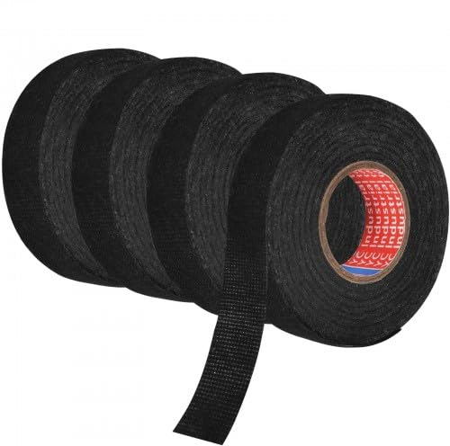 Cozlly Nastro Adesivo Isolante, 4 Pezzi Nastro Isolante in Tessuto, 19 mm x 15 m, Nastro per Cablaggio Automobilistico, Nastro Elettrico per Cablaggi, per Auto, Moto e Cavi (Nero)