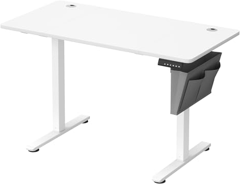 VASAGLE Electric Standing Desk, Height Adjustable Desk, 60 x 110 x (72-120) cm, 4 Memory Heights, Storage Pocket, for Home Office, Study, Cloud White LSD131W02