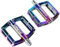 Mountainbike-Pedale, MTB, kompatibel mit Aluminium-Rennradpedalen, Kugellager, rutschhemmend, BMX, Faltradpedale (Regenbogen)
