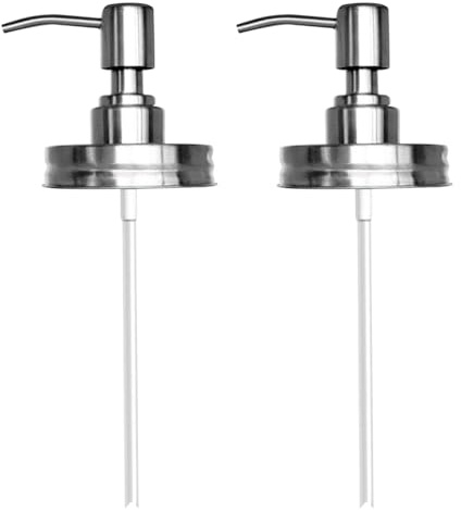 Amosfun Edelstahl Seifenspender Deckel Für Mason Jar Einmachglas Pumpaufsatz Rostfrei 18.5X7X7 cm Flüssigseifenpumpe Für Küche Und Bad