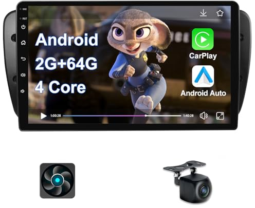 2+64GB Kovanda Android Autoradio für SEAT Ibiza 6j IV 2008-2014, 9 Zoll Touchscreen Radio mit Bluetooth WiFi CarPlay Android Auto DSP Rückfahrkamera