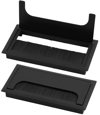 2 Piezas Pasacables - Pasacables Escritorio con Tapa de Apertura - Pasacable Escritorio - Reduce el Polvo, Previene el Deshilachado, Organización Rectangular de Cables (Negro, 160x80mm)