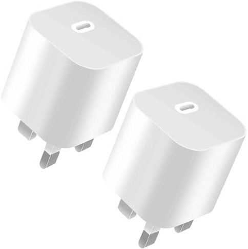 2 Pack USB C Plug Fast Charge for iPhone 15 14 13 12 11 Pro Max Plus X XS XR 8, SE 2020, AirPods Pro 20W Fast Charger USBC Type C Power Charging Head Adapter Charge Wall UK