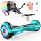 MEGA MOTION Hoverboards 6,5 Zoll mit Hoverkart für Kinder und Jugendliche，Selbstausgleichender, einfach zu steuern, rutschfeste Gestaltung, mit LED-Licht und Bluetooth-Lautsprecher